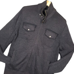 Banana Republic Men's Full Zip Military Style Jacket Sz Large Mock Neck Gray EUC